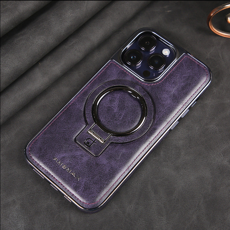 Tech&Guard Magnetic Leather Case - Drop-Resistant Kickstand for iPhone 11/12/13/14/15