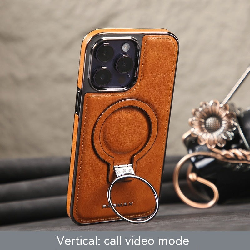 Tech&Guard Magnetic Leather Case - Drop-Resistant Kickstand for iPhone 11/12/13/14/15