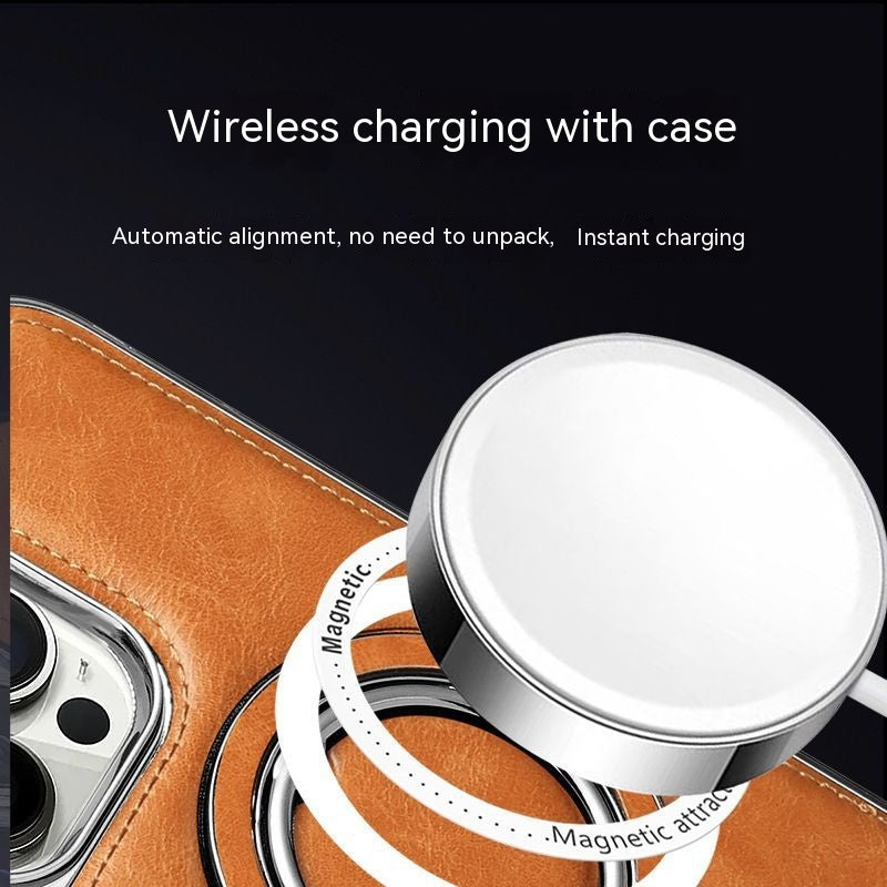 Tech&Guard Magnetic Leather Case - Drop-Resistant Kickstand for iPhone 11/12/13/14/15