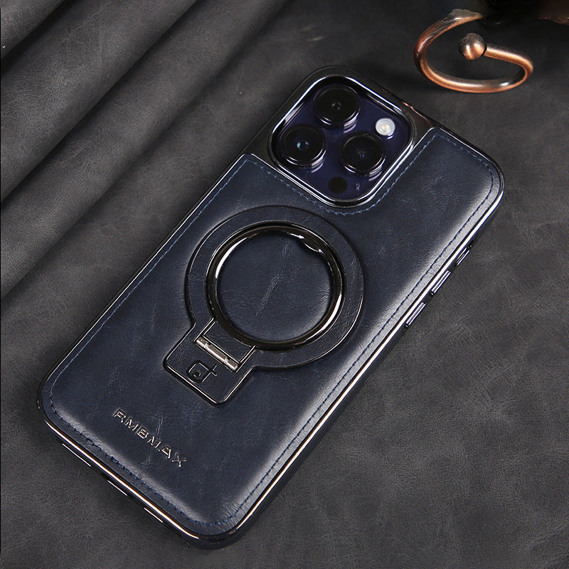Tech&Guard Magnetic Leather Case - Drop-Resistant Kickstand for iPhone 11/12/13/14/15