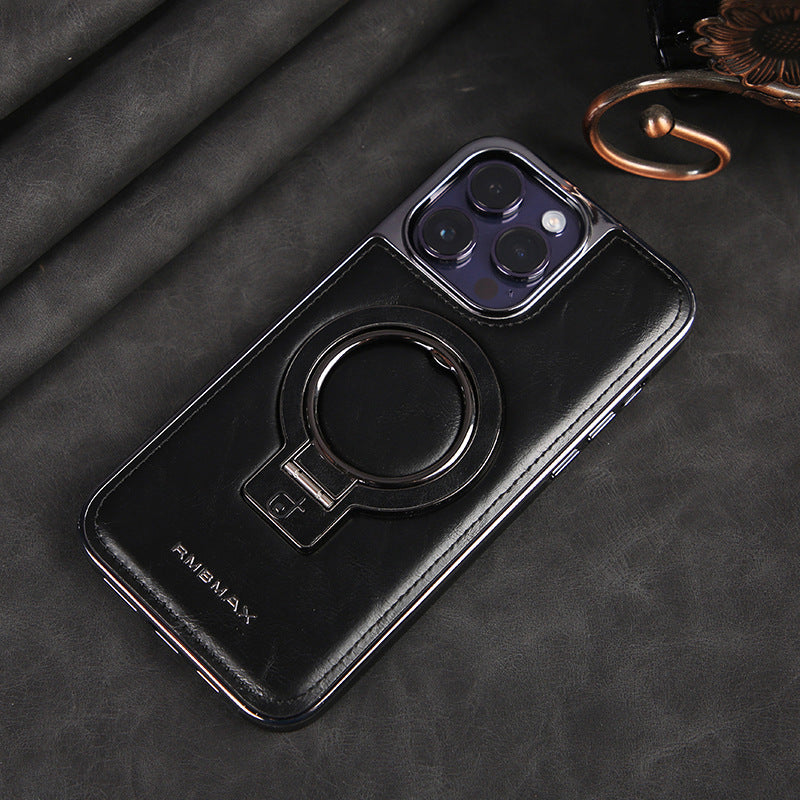 Tech&Guard Magnetic Leather Case - Drop-Resistant Kickstand for iPhone 11/12/13/14/15