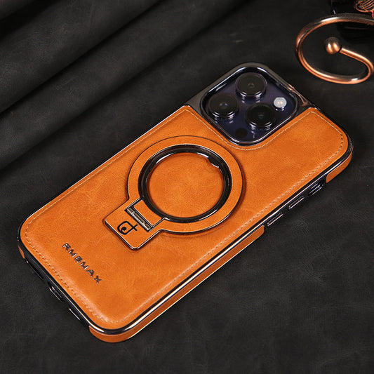 Tech&Guard Magnetic Leather Case - Drop-Resistant Kickstand for iPhone 11/12/13/14/15