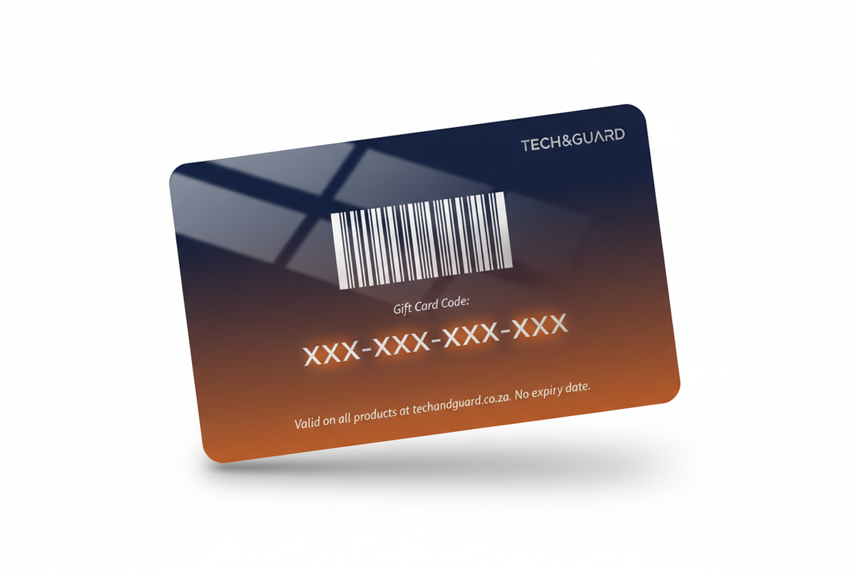 Tech & GUARD Gift Card - Back with code area